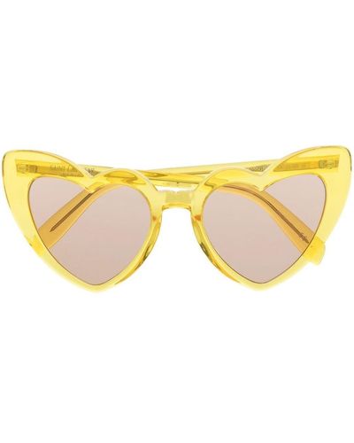 Saint Laurent Loulou Heart-frame Sunglasses - Yellow