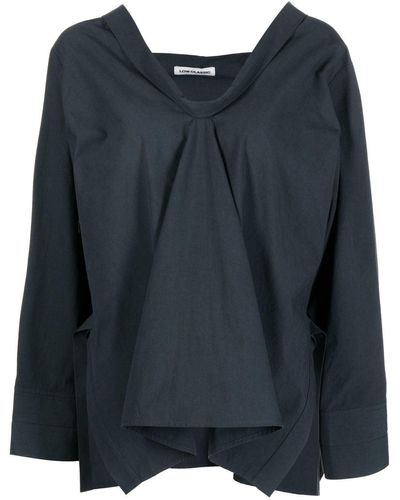 Low Classic Tipping Point Asymmetric Blouse - Blue