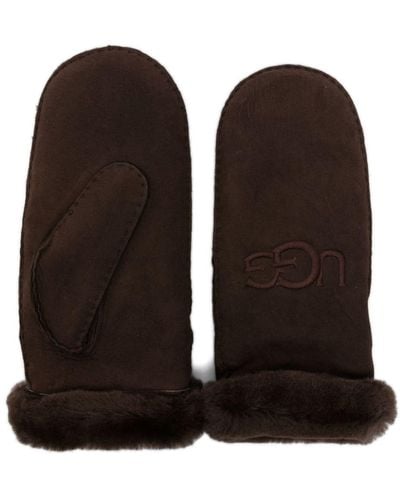 UGG Logo-embroidered Shearling Mittens - Black