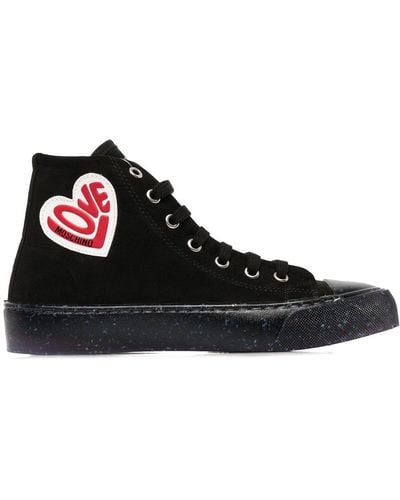 Love Moschino Logo-patch High Top Trainers - Black