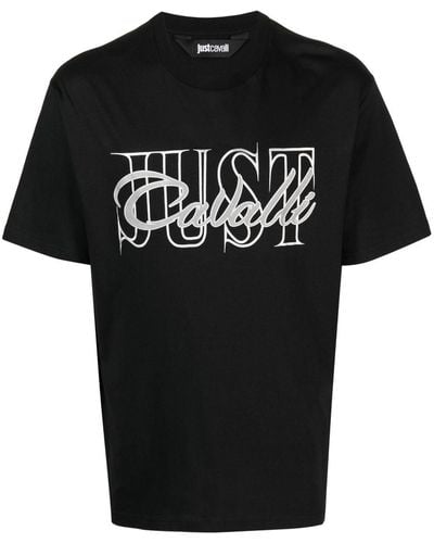 Just Cavalli T-shirt en coton à logo imprimé - Noir