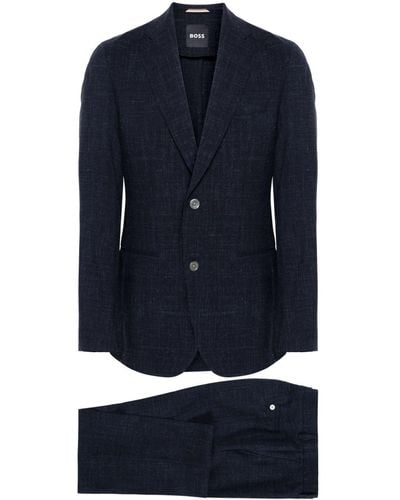 BOSS Notched-lapels Single-breasted Suit - Blue