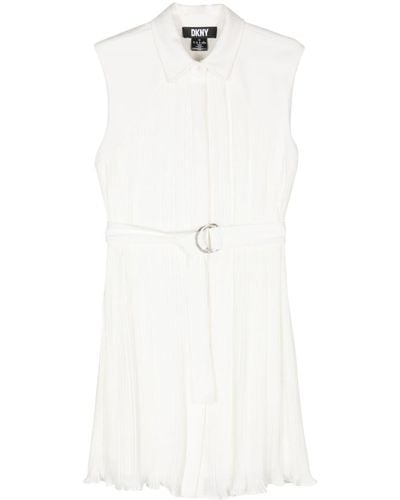 DKNY Pleat-detail Midi Shirt Dress - White