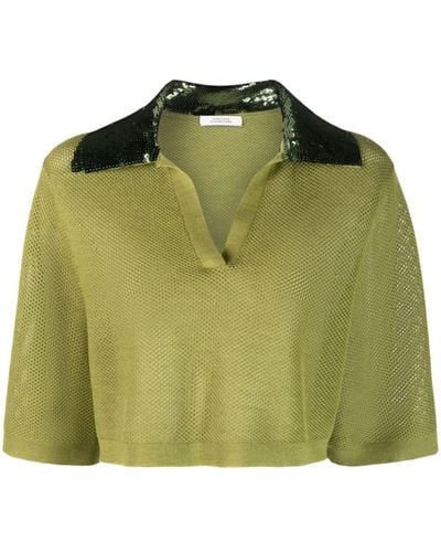 Dorothee Schumacher Pointelle-knit Short-sleeved Top - Green