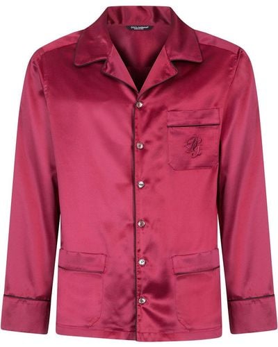 Dolce & Gabbana Three-piece Silk Pajama Set - Red