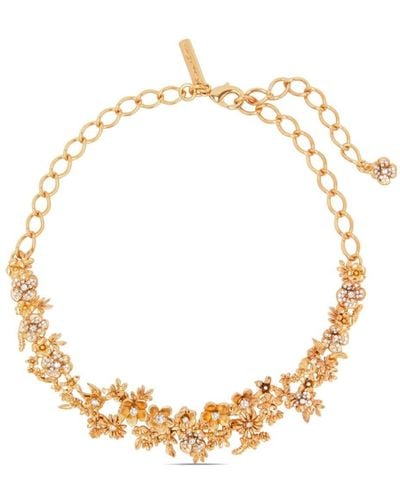 Oscar de la Renta Flower Garden Crystal-embellished Necklace - Metallic