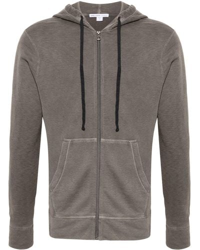 James Perse Zipped Jersey-fleece Hoodie - Grey