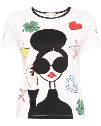 Alice + Olivia T-shirt Rylin en coton - Noir