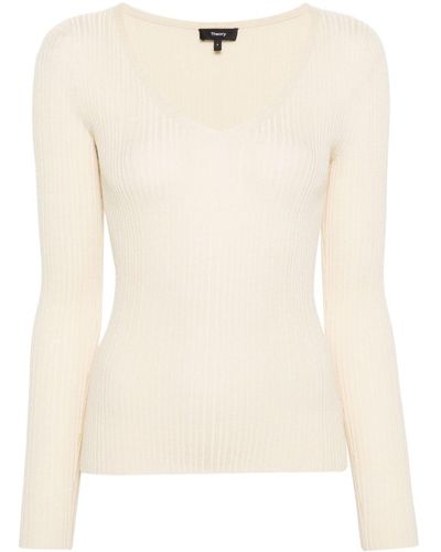 Theory Gerippter Pullover - Natur