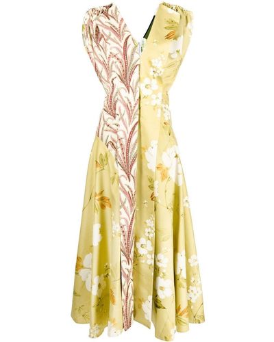Colville Expressionist Upcycled Floral-print Dress - Yellow