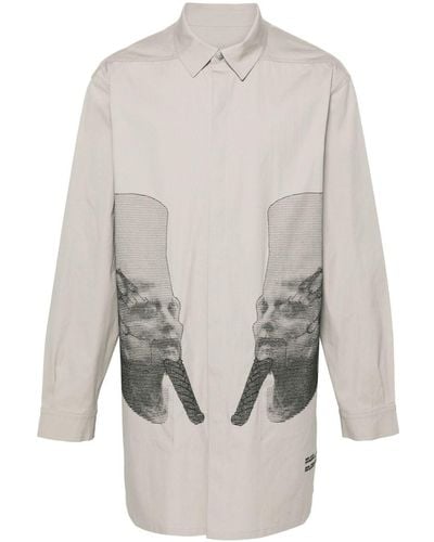 Rick Owens Hemdjacke mit aufgesticktem Pharao - Grau