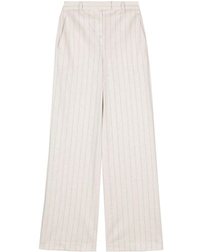 Circolo 1901 Pinstripe High-waisted Trousers - White