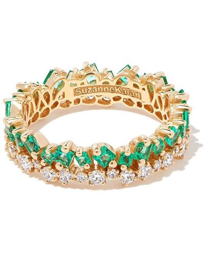 Suzanne Kalan 18kt Yellow Gold Emerald And Diamond Eternity Ring - Green