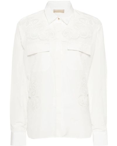 Elie Saab Camisa con abertura bordada - Blanco