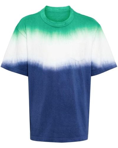 Sacai Tie-dye Cotton T-shirt - Blue