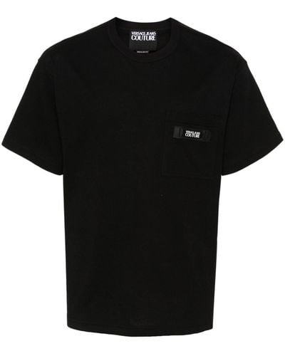 Versace Katoenen T-shirt Met Logopatch - Zwart
