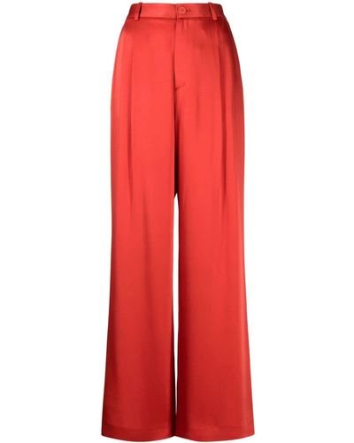 LAPOINTE Satin-trim Wide-leg Trousers - Red