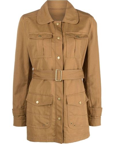 Fay Belted Fitted Jacket - Brown