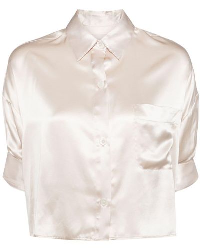 Twp Short-sleeve Cropped Silk Shirt - Natural