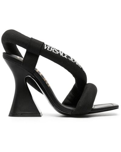 Versace Logo-print Square-toe Sandals - Black