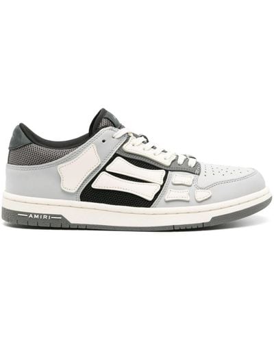 Amiri Skel Paneled Leather Sneakers - Gray