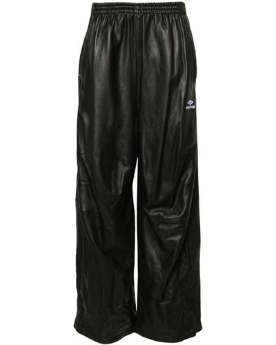 Balenciaga 3b Sports Icon Leather Track Pants - Black