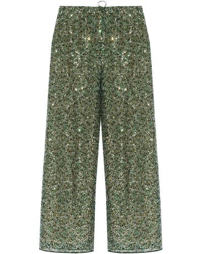 Oséree Sequinned Wide-leg Trousers - Green