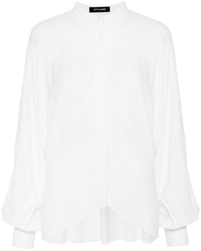 Styland Camisa de crepé estilo murciélago - Blanco
