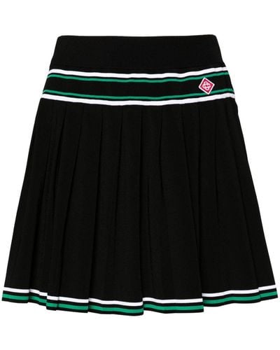 Casablancabrand Striped Pleated Skirt - Black