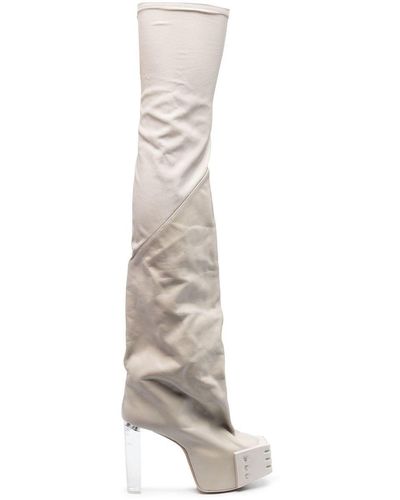Rick Owens Oblique Platform Boots - White