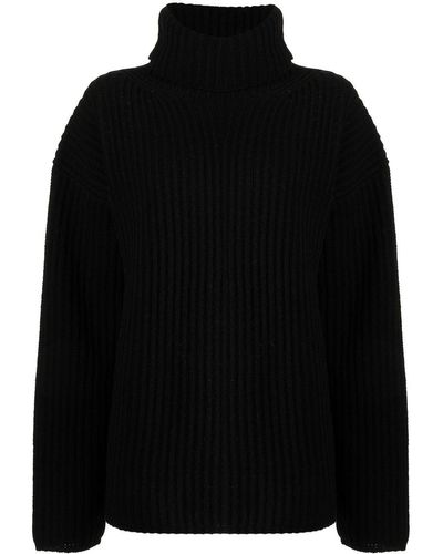 JOSEPH Ribbed Roll Neck Sweater - Black