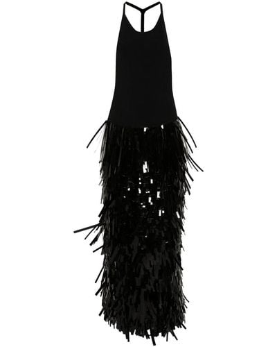Jil Sander Fringed-skirt Sleeveless Maxi Dress - Black