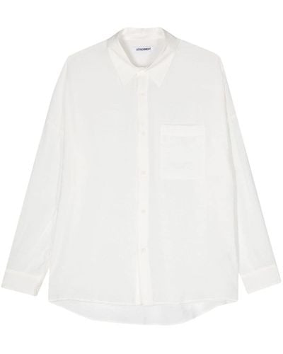 Attachment Crinkled Long-sleeve Shirt - White