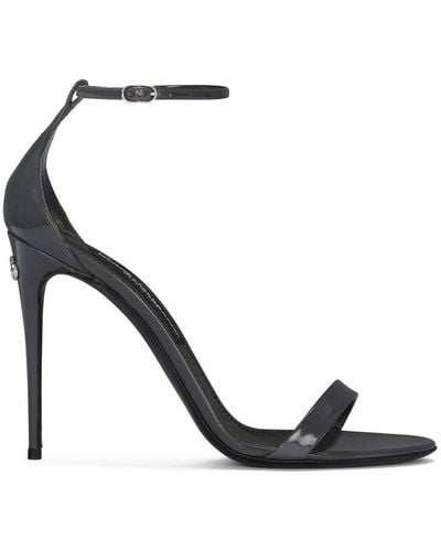 Dolce & Gabbana Shiny Leather Heel Sandals - Black