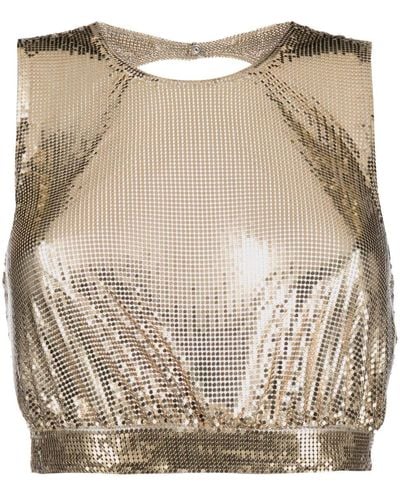 Rabanne Paco Mesh Cropped Top - Natural
