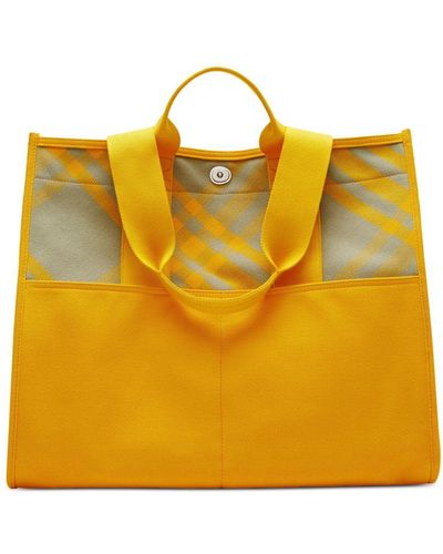 Burberry Extra Large Checked Tote Bag - Yellow