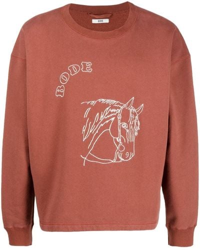 Bode Logo-embroidered Cotton Sweatshirt - Pink