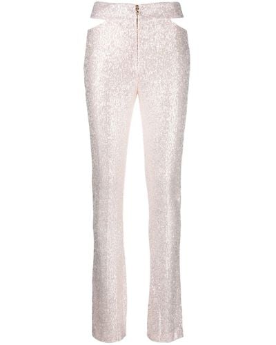Genny Sequin-embellished Cut-out Pants - White