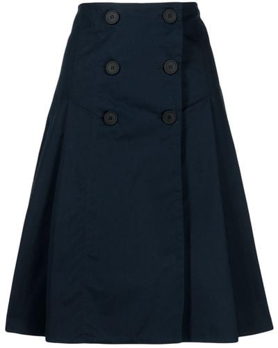 Maison Kitsuné High-waisted Pleated Wrap Skirt - Blue