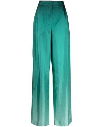 Oscar de la Renta Ombré-effect Silk Palazzo Pants - Green