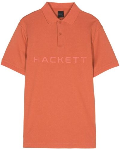 Hackett Logo-print Cotton Polo Shirt - Orange