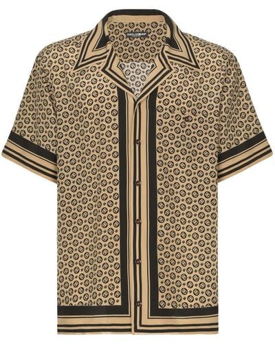 Dolce & Gabbana Overhemd Met Monogramprint - Bruin