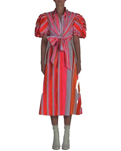 Silvia Tcherassi Pavia Striped Midi Dress - Red