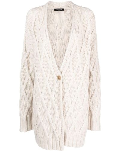 Fabiana Filippi Aran-knit Buttoned Cardi-coat - White