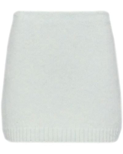 Prada Triangle-logo Wool Miniskirt - White