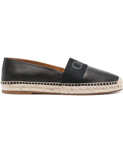 Chloé Piia Leather Espadrilles - Gray