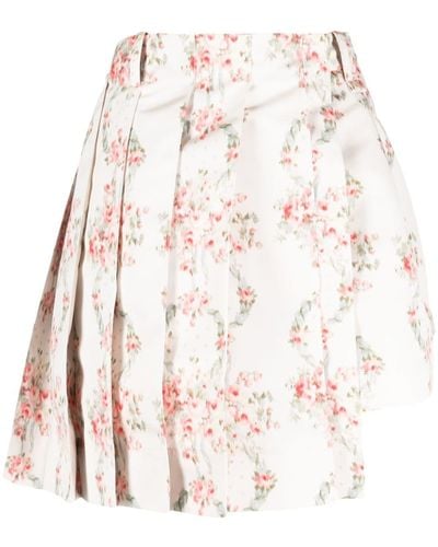 Simone Rocha Shorts effetto gonna asimmetrica a fiori - Neutro