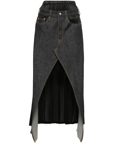 Junya Watanabe Deconstructed Asymmetric Denim Skirt - Black