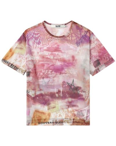 SJYP T-shirt con stampa - Rosa