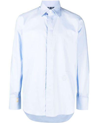 Billionaire Logo-embroidered Cotton-poplin Shirt - Blue